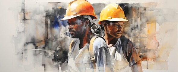 Labor watercolor art on white background,labor day banner concept digital art Generative Ai