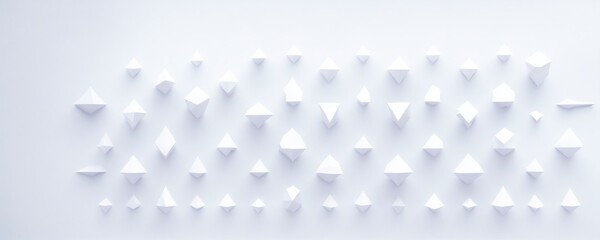a group of white origami triangles on a white background