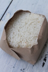 Rice wrapped in oil paper on the table