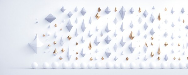 a white wall with gold and silver decorations on it