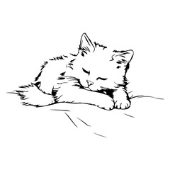Obraz premium Cat Sleep, outline vector illustration, Cat day, International Cat, Ai Generated