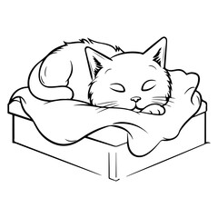 Cat Sleep, outline vector illustration, Cat day, International Cat, Ai Generated