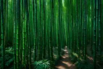 Fotobehang green bamboo background generated by AI tool © Muhammad