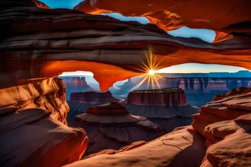 Fotobehang canyon at sunset generated by AI tool © Muhammad
