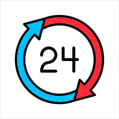 Obraz premium 24 hours service line icon, outline vector sign, vector illustration on white background