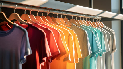 Colorful clothes hangers in a shop