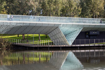 The iconic River Torrens foot bridge in Adelaide South Australia on July 23rd 2023