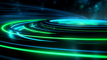 abstract futuristic background with green blue glowing neon moving high speed wave lines and bokeh lights. Data transfer concept Fantastic wallpaper, Ai Generative - obrazy, fototapety, plakaty