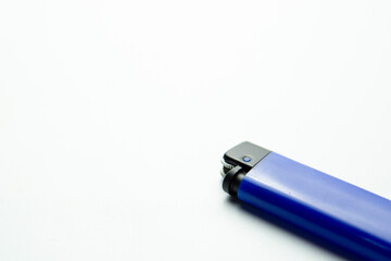 Blue gas lighter isolated on white background
