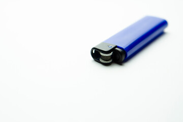 Blue gas lighter isolated on white background