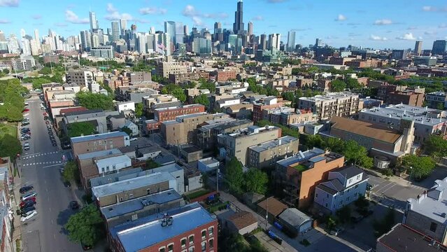 Aerial View of Chicago and neighborhoods.