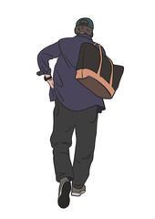 man in hat standing with his arms crossed. hand drawn. color. isolated on white background.