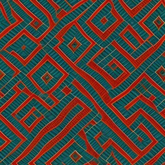 Fototapeta premium Abstract seamless vintage tribal fabric colorful pattern background generative ai illustration art