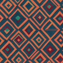 Abstract seamless  vintage tribal fabric colorful pattern background generative ai illustration art
