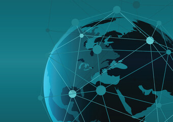 Abstract  line and point scales on white background with Global. Wire frame 3D mesh polygonal network line, design sphere, dot and structure. Vector illustration eps 10.