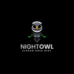 Vector Logo Illustration Night Owl Gradient Colorful Style
