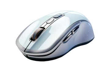 White mouse mock up isolated on transparent background. Generative Ai