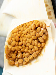 Close-up of fermented soybeans, natto
