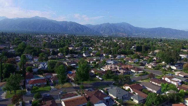Aerial view of the Los Angeles area cityscape