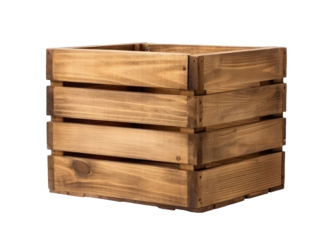 Empty wooden crate isolated on transparent background