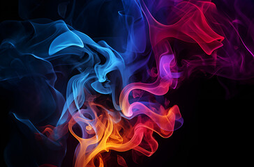 Abstract colorful smoke on dark background
