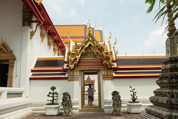 Naklejka premium Thai temple landscape, traditional temple 