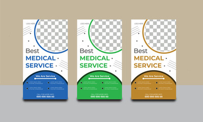 Naklejka premium professional 3 colour roll-up banner design template.