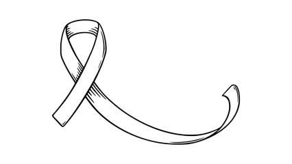 Cancer awareness day. Ribbon as female cancer awareness symbol. Sketch vector illustration isolated in white background