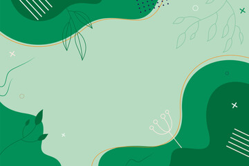 Presentation Background with tropical leaf plant on green background vector design.