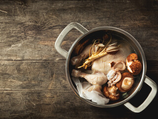 samgyetang, chicken soup with ginseng