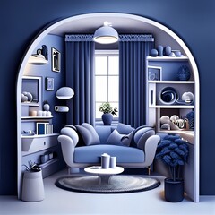 living room interior design. AI generative