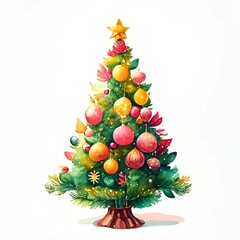 watercolor christmas tree. AI Generative