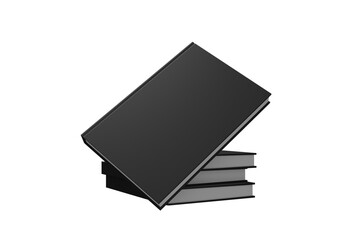 black blank book on transparent background, for your book mockup purposes, 3d rendering	
