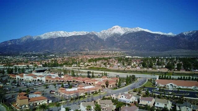 Aerial view of the Rancho Cucamonga area cityscape