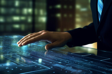 Embracing the Digital Frontier: The Tech-Savvy Businessman Mastering Digital Documents on Screen