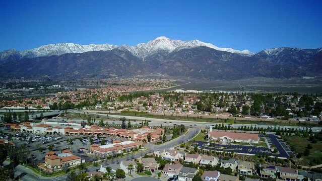 Aerial view of the Rancho Cucamonga area cityscape