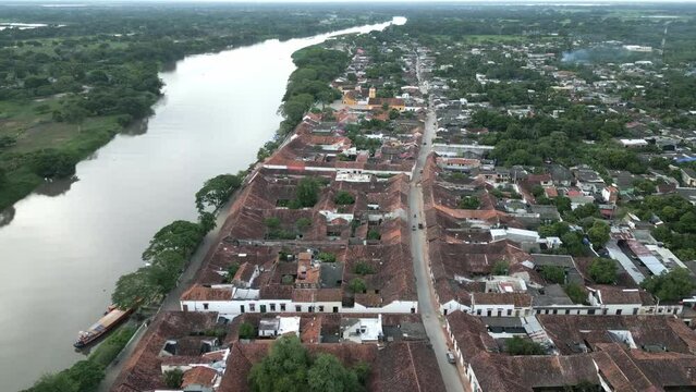 Santa Cruz de mompox Colombia colonial style old town aerial view