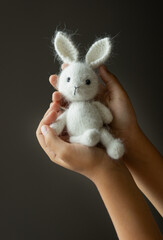 toy  fluffy knitted bunny