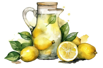  lemonade watercolor, great design for any purposes. - obrazy, fototapety, plakaty
