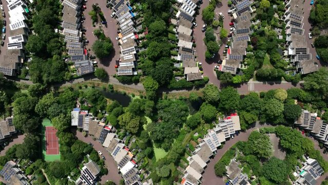 Housing structures in green suburban area of Rozendaal, Leusden, Netherlands