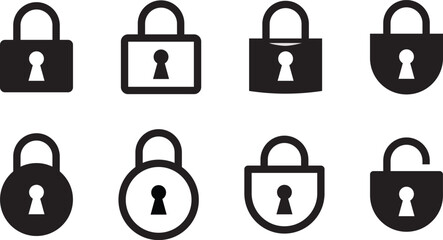 Security Lock Icons Set on white background vector illustration