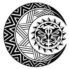 Polynesian circle tattoo design.  Aboriginal samoan. Vector illustration eps10. - obrazy, fototapety, plakaty