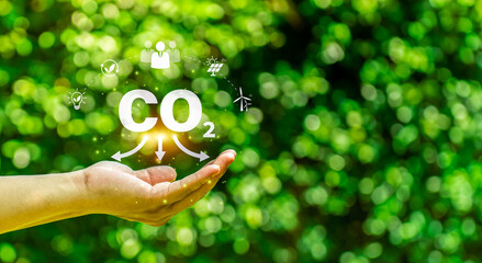 Reduce Co2 Emissions concepts, Global Warming, and Climate Change Energy Conservation, Sustainable...