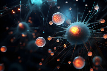 microscopic illustration of multi cellular organisms 3d  rendered