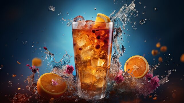 A vibrant advertisement for a refreshing new soft drink