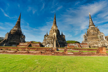 Wat Phra Si Sanphet complex - Pagodas, Prangs and Viharas at Ayutthaya, Thailand