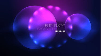 Circles with bright neon shiny light effects, abstract background wallpaper design