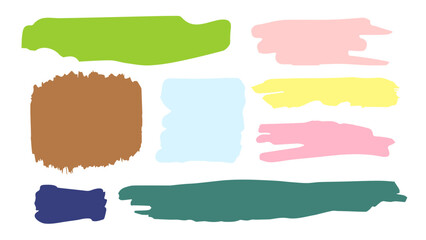 Simple vector illustration. A set of multi-colored, various stains, strokes of paint stripes. For decoration, text boxes, abstract shapes.