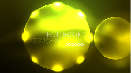Neon glowing circles, magic energy space light concept, abstract background wallpaper design