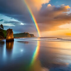 rainbow bridge over river generated by AI technology